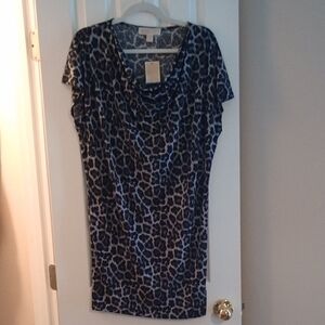 ✨ NWT Michael by Michael Kors Leopard Print Dress – Size XS ✨ Black and Gray
